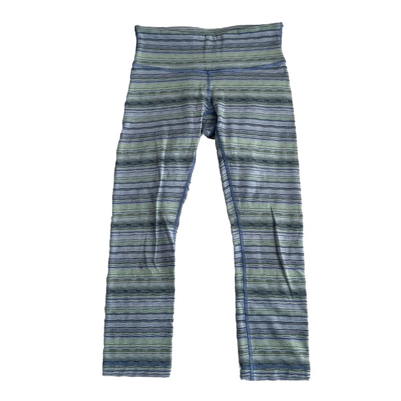 Lululemon Leggings Womens 4 Wunder Under Crop Space Dye Twist Sapphire Blue - Picture 1 of 8